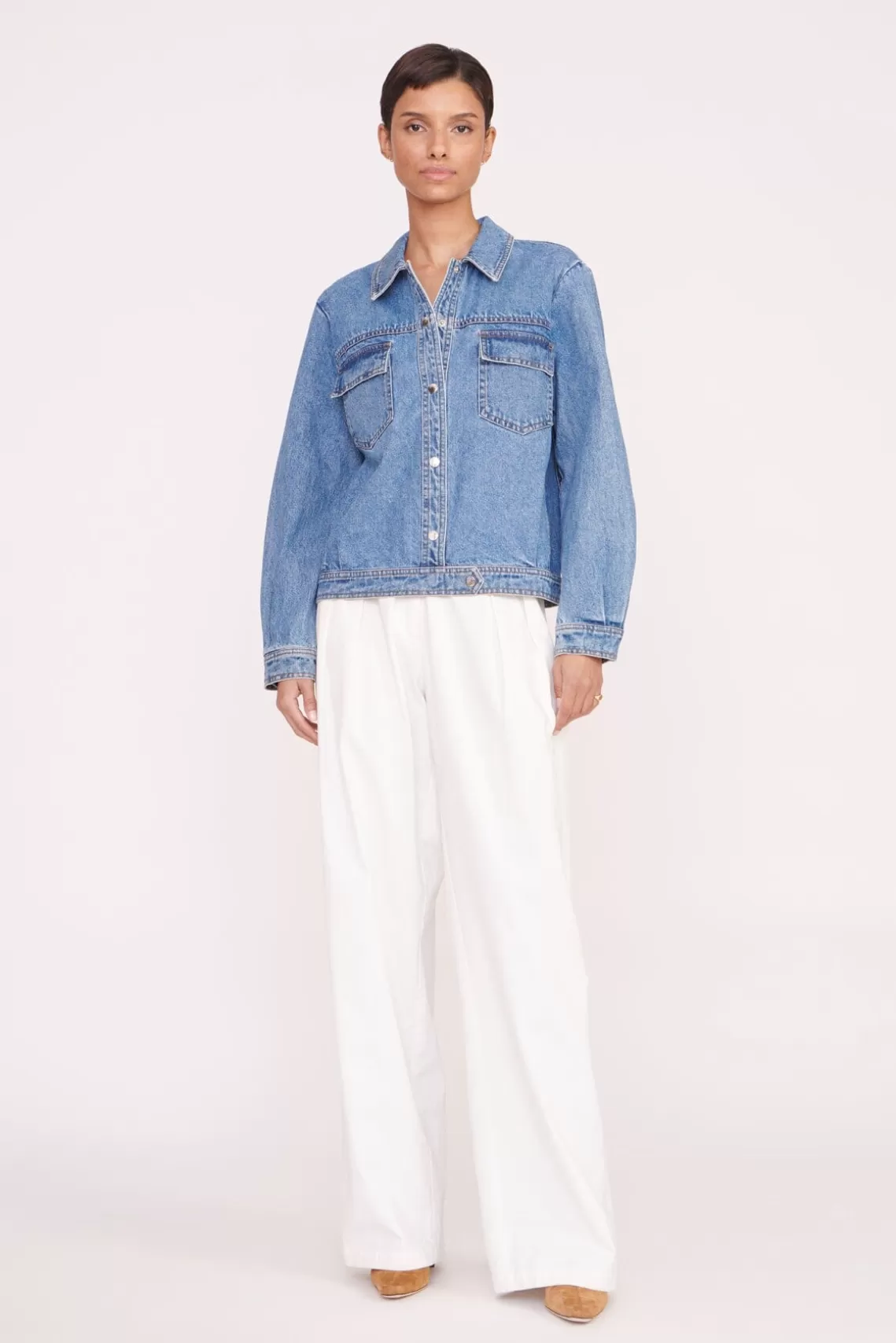 STAUD CUSTOM x C.BONZ OVERSIZED RYAN DENIM JACKET  MEDIUM WASH