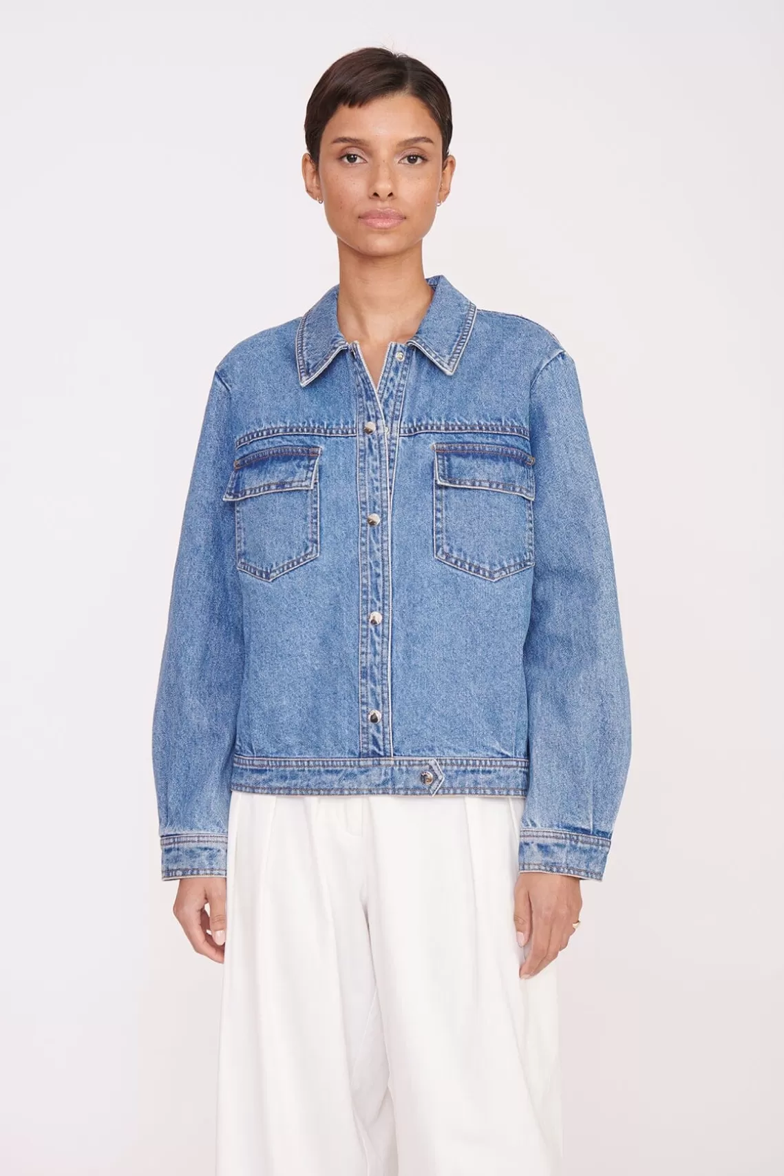 STAUD CUSTOM x C.BONZ OVERSIZED RYAN DENIM JACKET  MEDIUM WASH