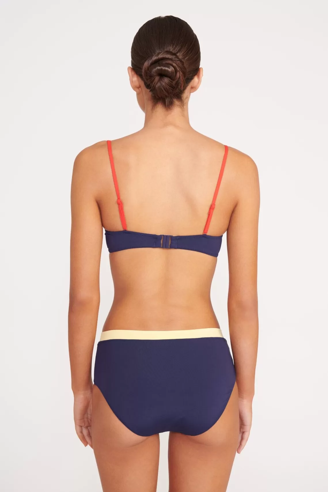 STAUD DEVON HIGH RISE BIKINI BOTTOM  NAVY COLORBLOCK